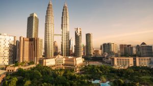 kl skyline during golden hour